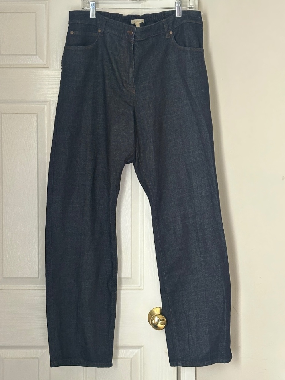 Eileen Fisher Woman Dark Blue Indigo Wide Leg Straight Plus Size 1X Org Cotton